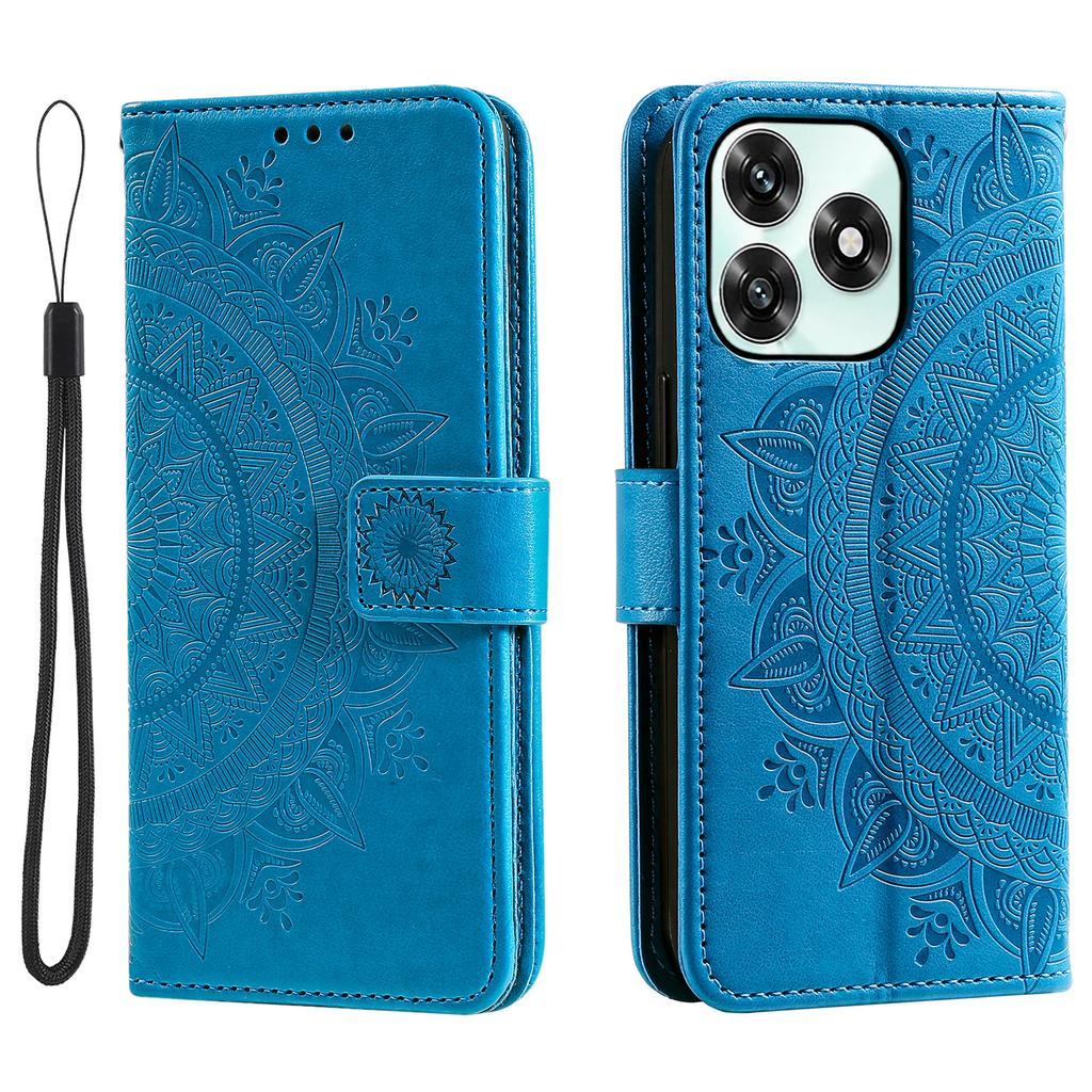 Stand Case For Honor Play10A 4G / X5c Plus 4G / X5c 4G Imprinted Totem PU Leather Wallet Phone Cover with Wrist Strap