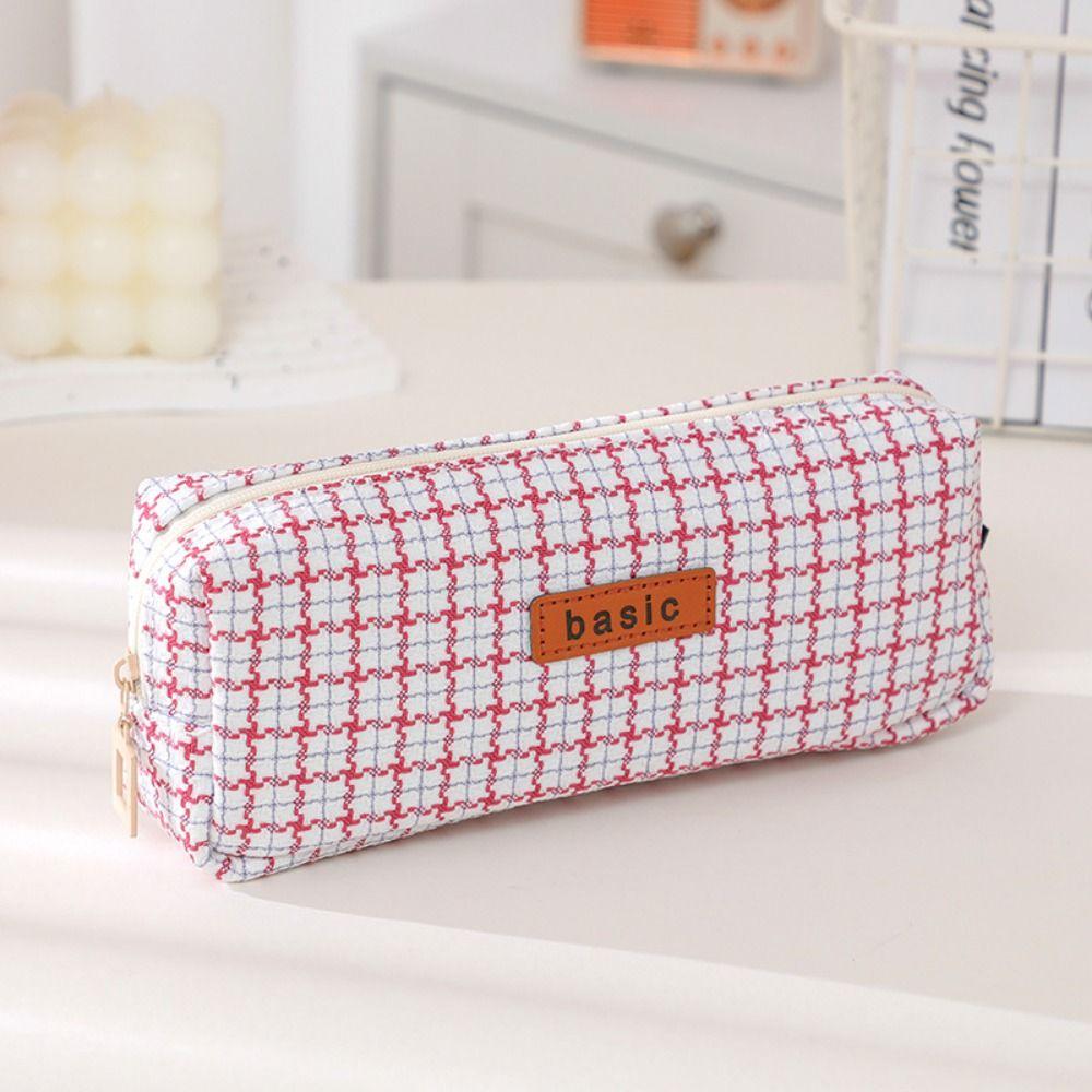 Large Capacity Cosmetic Storage Bag INS Simplicity Pen Bag Stationery Bag Woven Pencil Case Travel