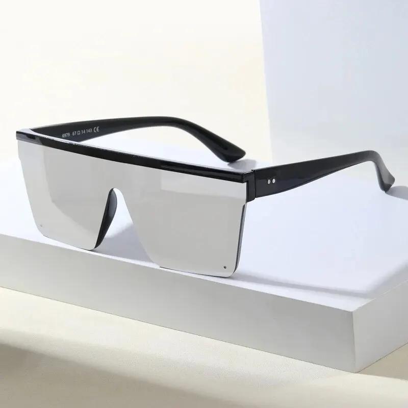 European and American Trendy Large Frame One-piece Sunglasses New Men and Women Street Photography Driving Sunglasses Retro