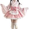 Japoński Lolita Służka Marzycielski Gotycki Lolita Księżniczka Styl Yukata Zestaw Cosplay Rozmiar [Rowaica] Strój, Styl, Rękawy, (Różowy, S)