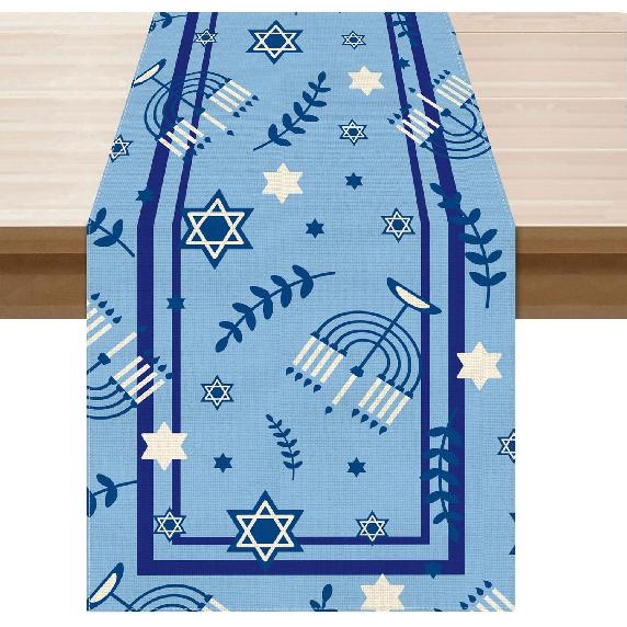 XCHI Hanukkah Six-Pointed Star Olive Leaf Chanukah Menorah Placemats Set of 4 Table Mats for Party Home Kitchen Dining Table Decorations 12x18 Inch