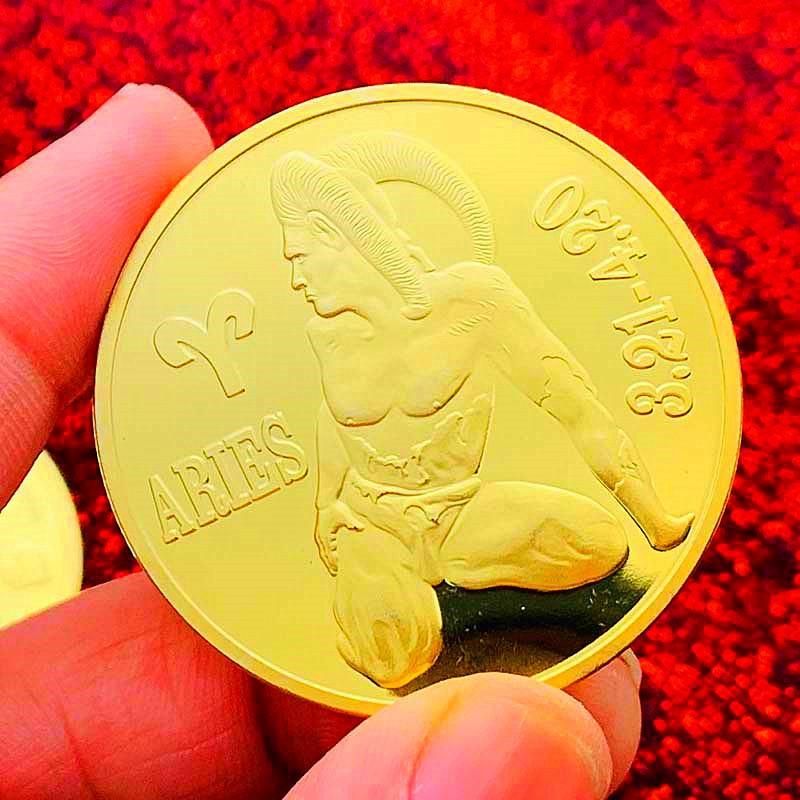 Twelve zodiac signs, gold-plated, Sagittarius gold coins, creative gifts, commemorative coins, Cancer, playing coins, commemorative medals