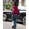 Demana Wine-Stained Bayberry High-Neck Knit Sweater