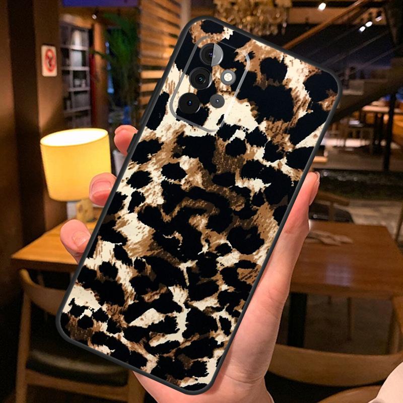 Tan Leopard Case For Samsung Galaxy A54 A34 A14 A52 A32 A12 A13 A33 A53 A15 A16 A36 A56 A26 A06 A35 A55