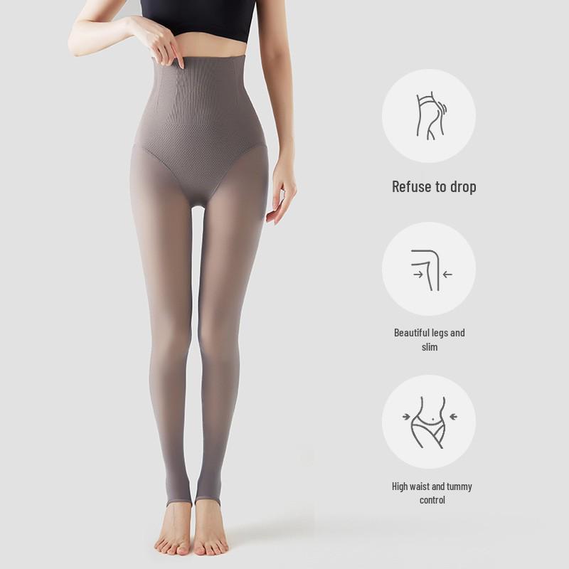 High Waist Slimming Nude-Look Fleece Leggings for Tall Women – Spring/Autumn