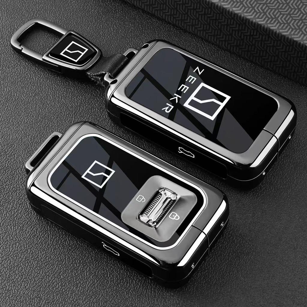 Car Accessories Zinc Alloy TPU Key Case Cover Holder Chain For ZEEKR Zeekr 9X 2024 2025 Fob Smart Remote Control Key Protection