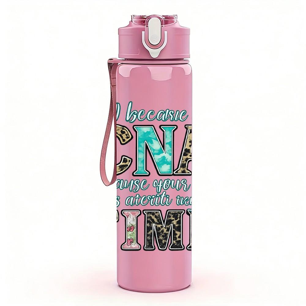1PC CNA Time Fun Party Text 750ml Color Plastic Sports Water Bottle Leakproof Flip Straw Lid Suitable for Sports Office Home Use