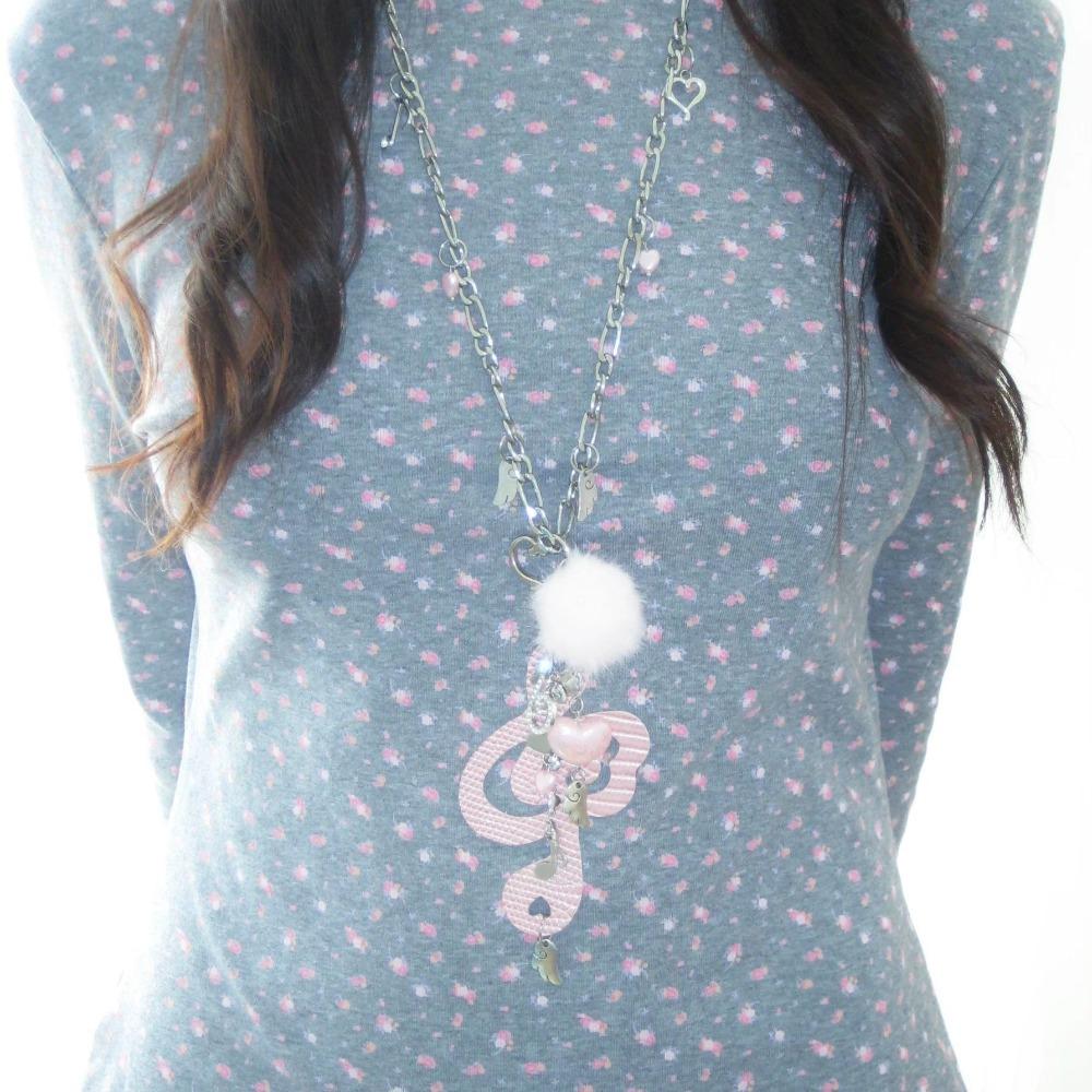 Harajuku Heart Pendant Necklace Y2K Furball Wing Chain Choker Musical Notes Necklace  Unisex