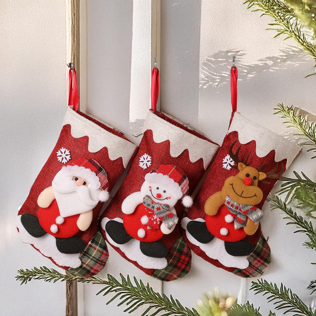 Christmas Decorations Three-dimensional Doll Linen Christmas Decorative Stockings Christmas Tree Pendant Wall Decoration