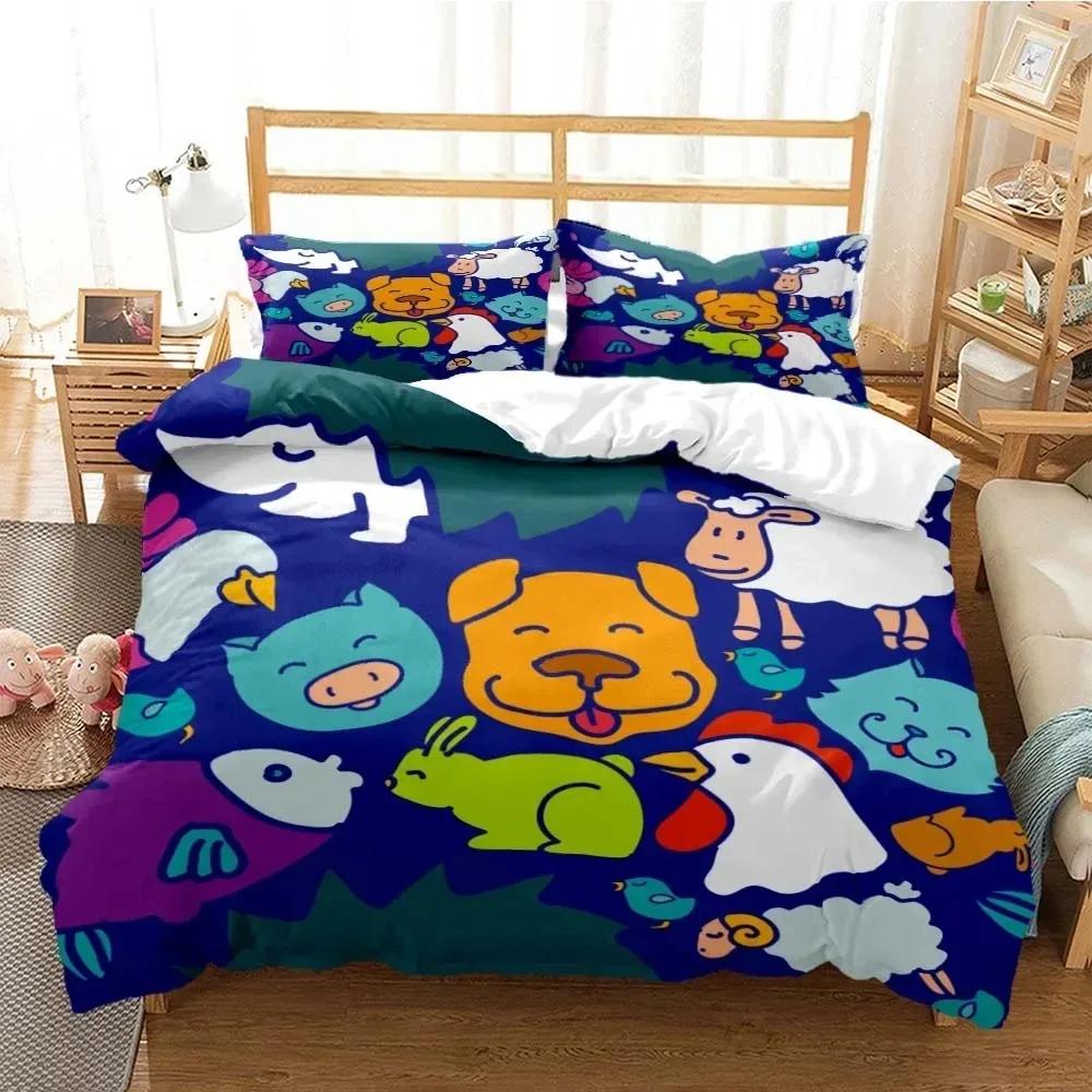 Cartoon Cute Print Digital Print Polyester Bedding Sets Boys Covers Boys Bed Linen Set Teens Bedding Set