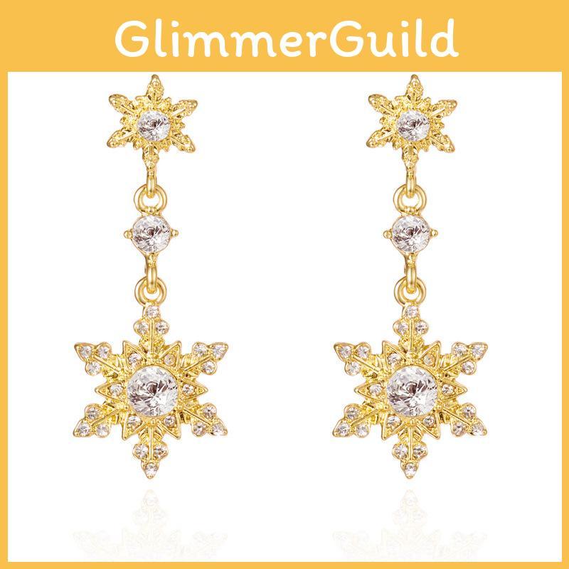 Fairy Style Snowflake Drop Earrings With Pearl Accents For Women Summer Fashion