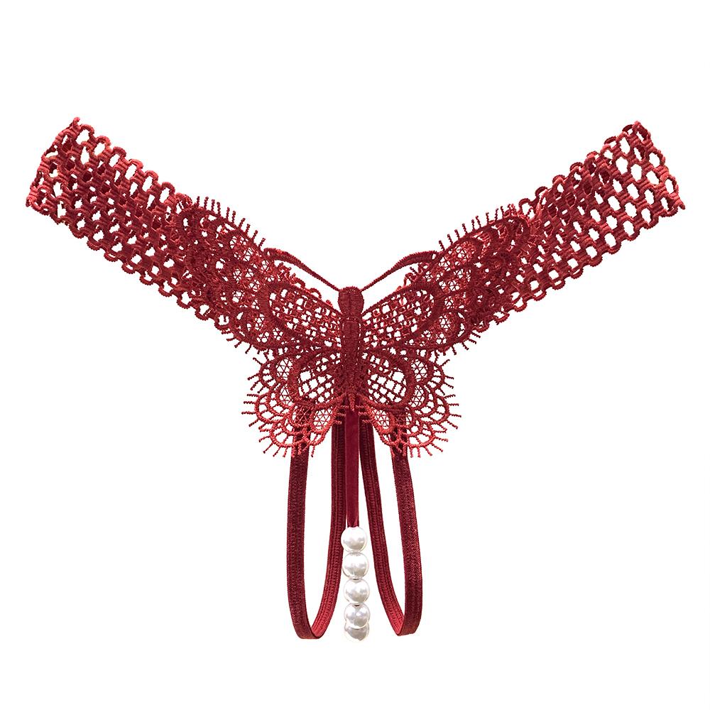 Women's Sexy Crotchless Thongs Lace Hollow Out Underwear For Women Erotic T-back Hot Transparent Panties Female Bow G-string New