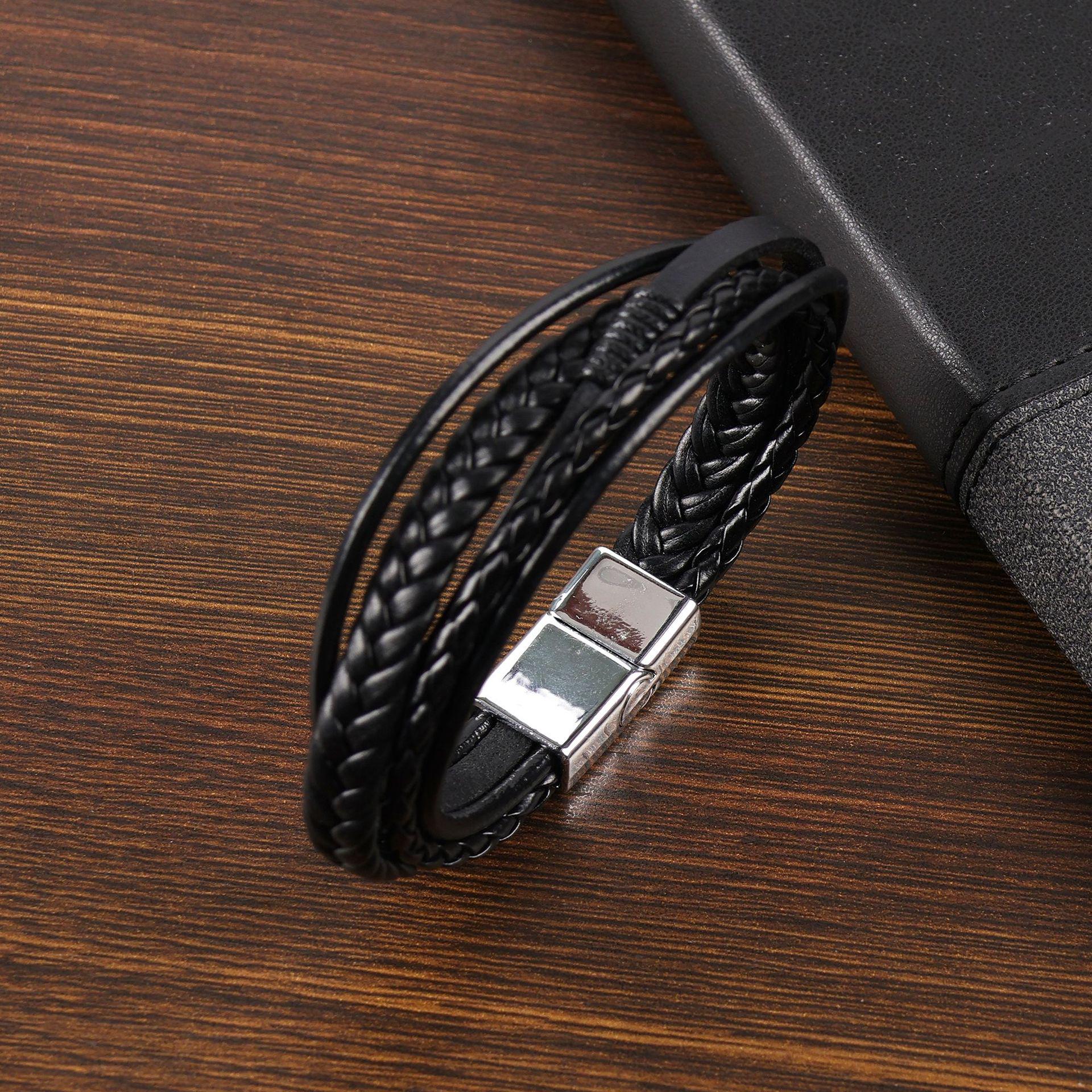 Высококачественный ретро-кожаный браслет с магнитной застежкой