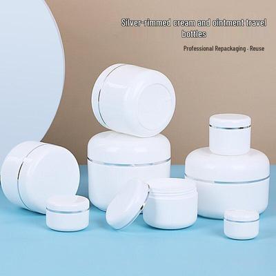 In-Stock 20g White Silver-Edged Cream Box with Gasket, 250g Cosmetic Travel Jar