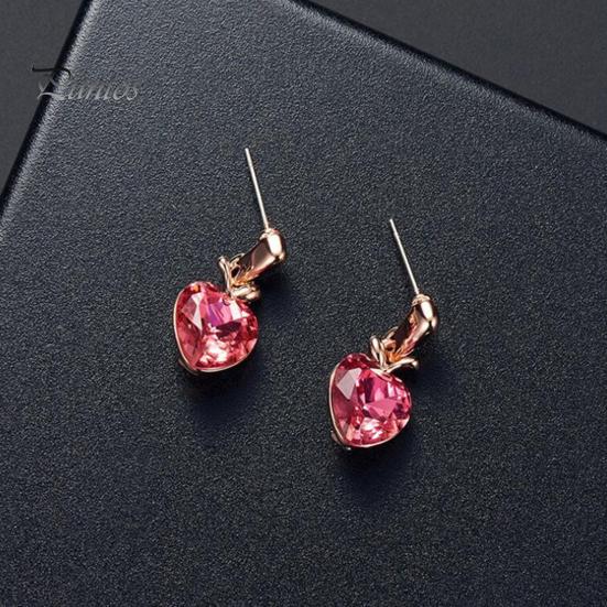 

1 компл., комплект ожерелья и сережек для невесты, розовые стразы, подвеска в форме сердца любви, элегантные роскошные гипоаллергенные серьги-гвоздики для женщин и девочек, свадебные украшения, подарок