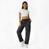Women Drawstring Waist Cargo Pants with Pockets Straight Leg Relaxed Fit Lightweight Trousers for Daily Wear Work Travel