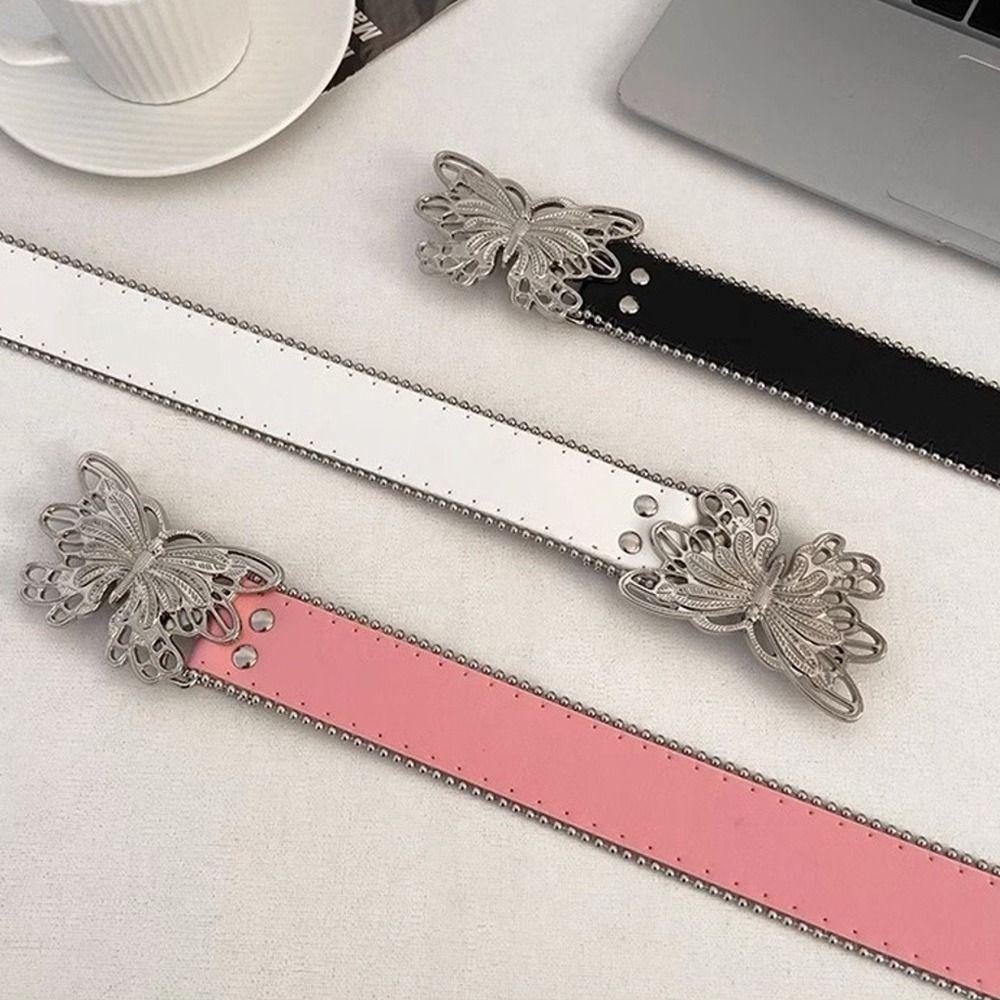 Butterfly Buckle Waist Belt PU Waistwear New Decorative Belt Women's Daily Outfits