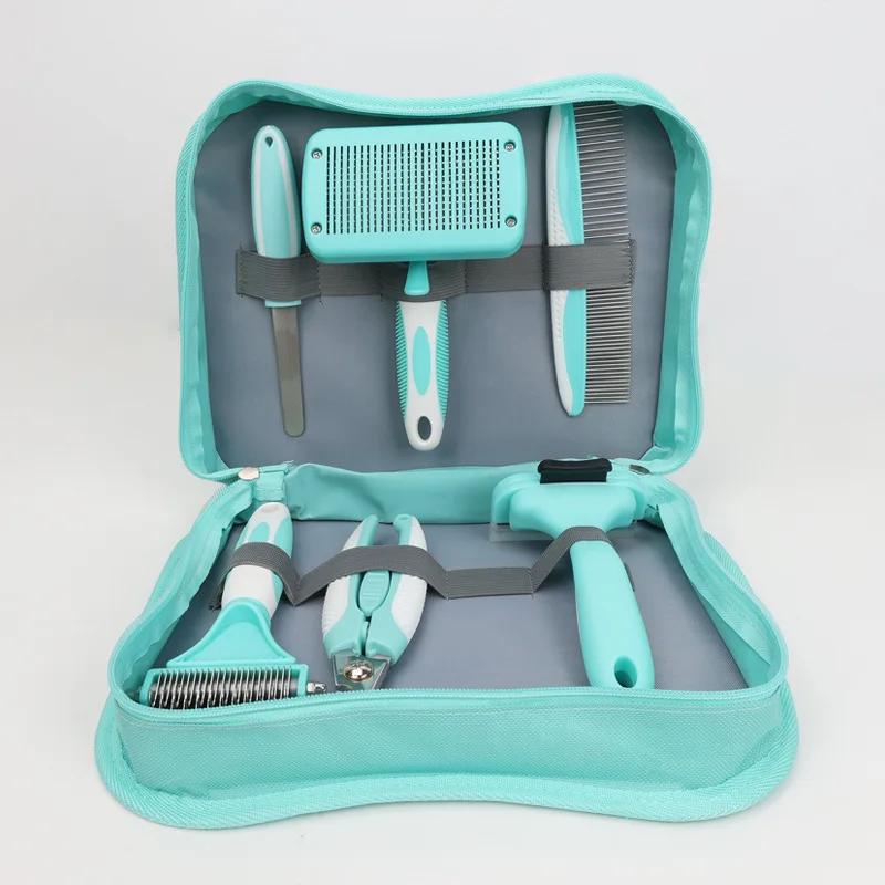 

6in1 Pet Comb Set Cat Automatic Hair Removal Combs Cat Nail Clipper File Dog Knotted Hair Removal Comb Row Comb Dog Accessories