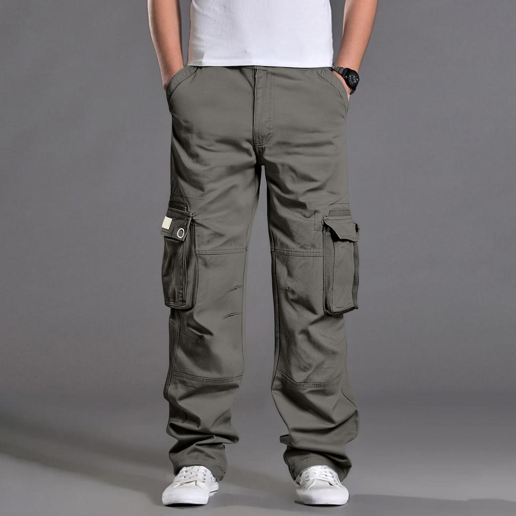 Men's Loose Casual Multi-pocket Work Pants,  Waist Drawstring  Pants