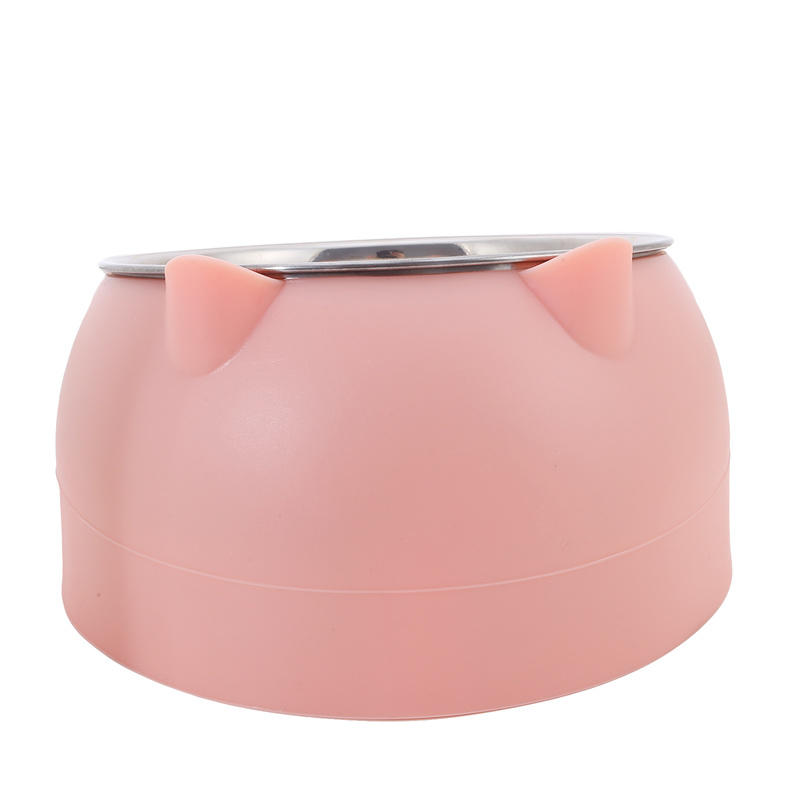 Oblique Mouth Cat Bowls for Food and Water Cute Small Pet Non-Slip Stainless Steel Feeder Bowl To Protect Cervical