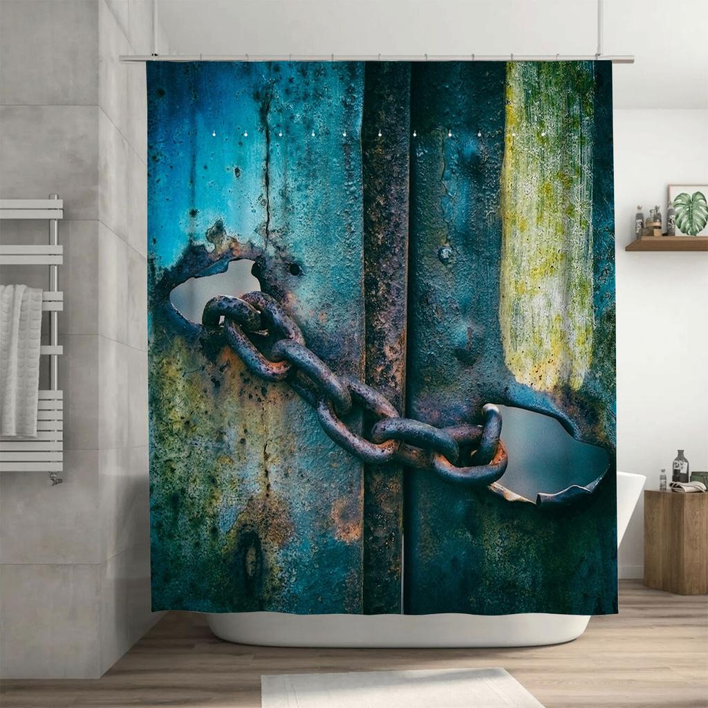 Rustic Chain Shower Curtain | Industrial and Vintage Bathroom Decor