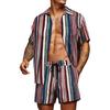 Spring and Summer Loose Beach Casual Men's Clothing Floral Print Fashion Top Shirt Set
