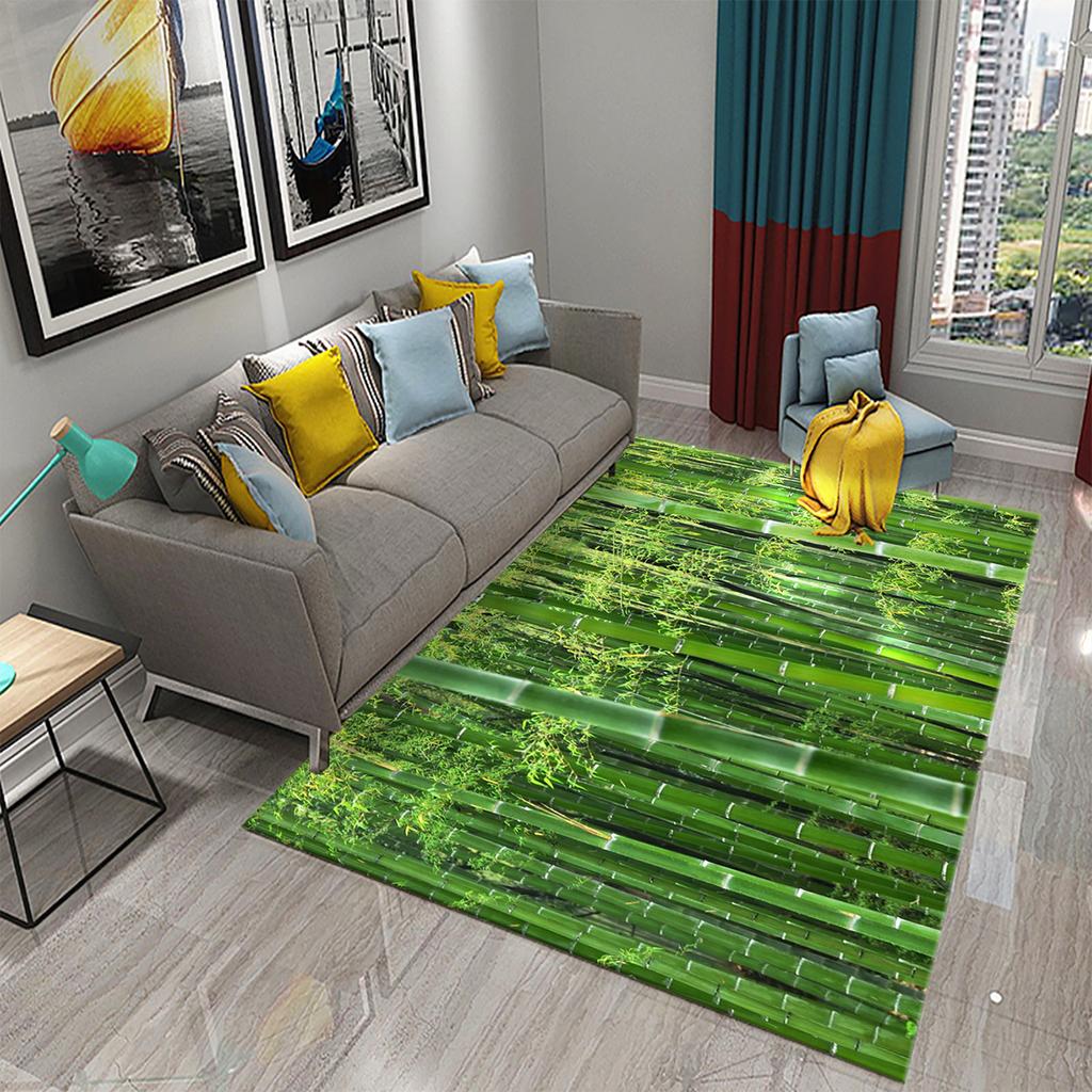 3D Green Bamboo Forest Bamboo Carpet for Bathroom Mat Plants Toilet Rugs Anti-Slip Mat Bedroom Living Room Floor Decor Carpets