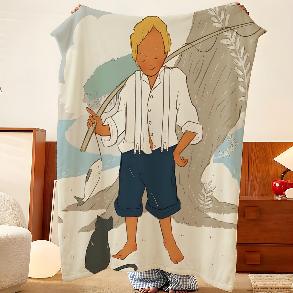 Artist Y-Yoshitomo Throw Flannel Throw Blanket, Lightweight Cozy, Durable Washable Cute Cool