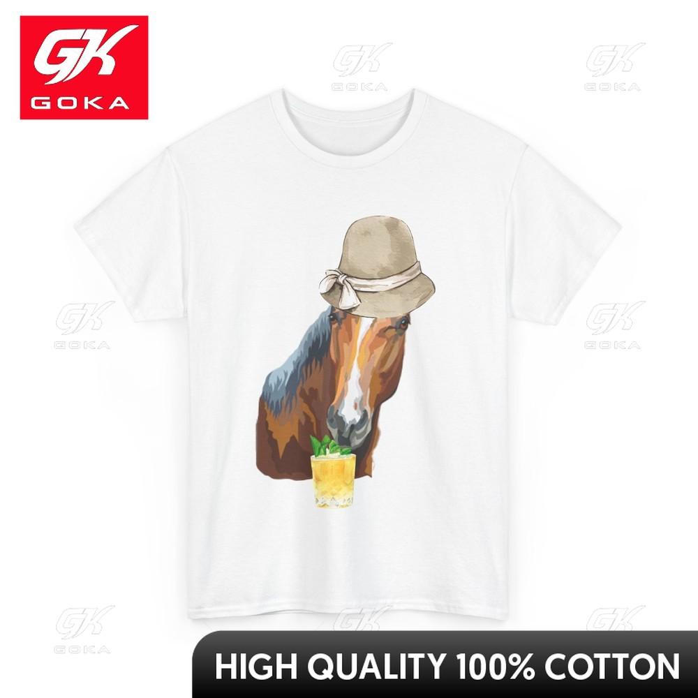 Horse Derby Day Shirt Horse Racing Kentucky Horses Lovers Cute Funny Round Neck All Cotton Printed Casual Tee Outdoor Casual