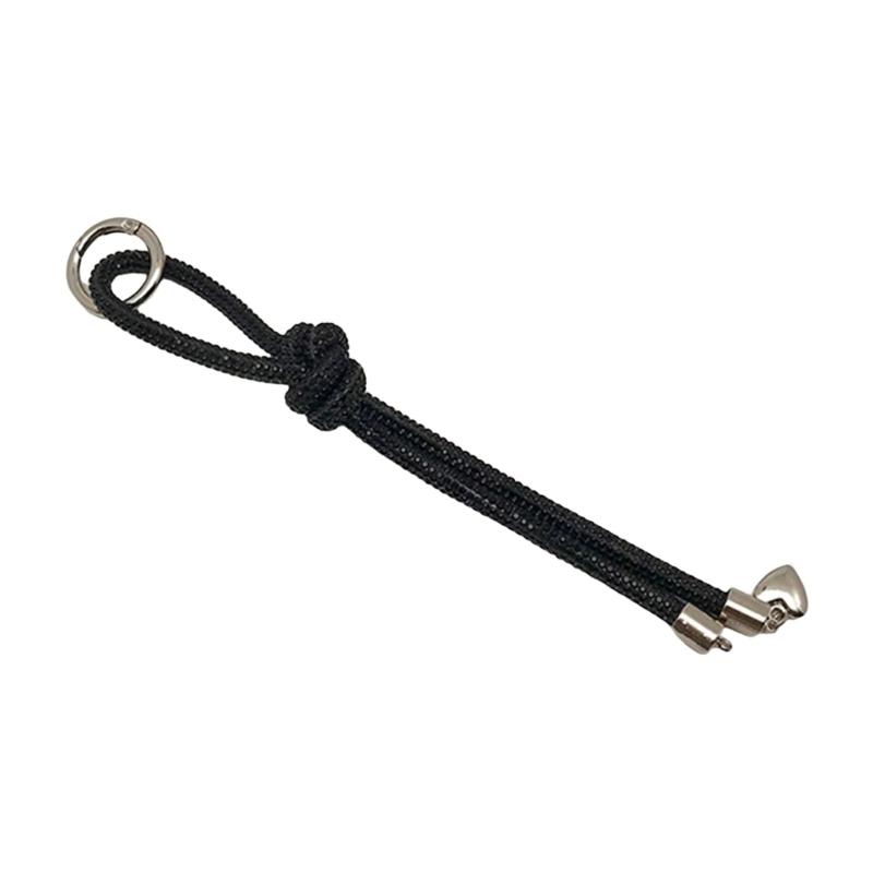 

Elegant Diamonds Studded Heart Pendant Keychain Love Heart Phone Bracelet Keychain with Bling Diamonds for Female Gifts чорний