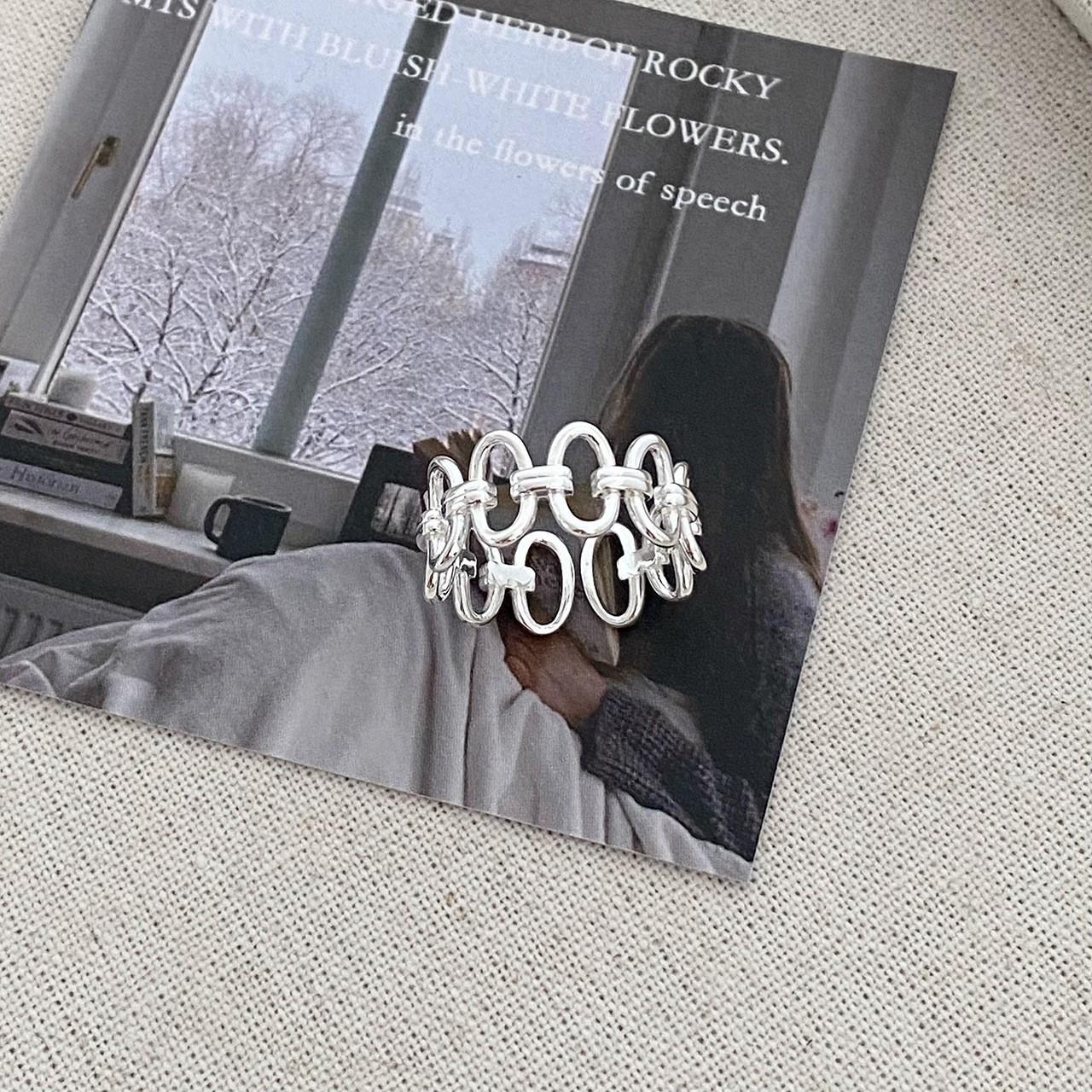 Adjustable Geometric Oval Spliced Ring - Women s Simple Cold Temperament Open Ring, Statement Index Finger Accessory Open Adjustable