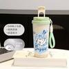 Cartoon puppy thermos cup male and female students cute couple straw large capacity sports coffee cup portable car cup