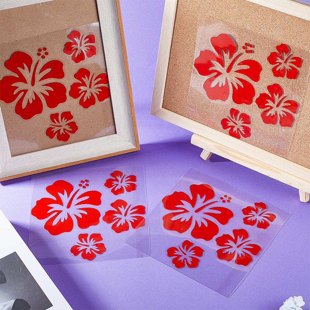 PET Self Adhesive Car Stickers Waterproof Floral Car Decorative Decals for Car Decoration Red 150x150x0.2mm
