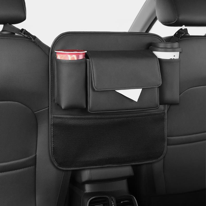 Car Seat Middle Storage Organizer Leather Armrest Hanging Cup Tissue Bag Holder Phone Glasses Ipad Pocket For Rear Seat Interior