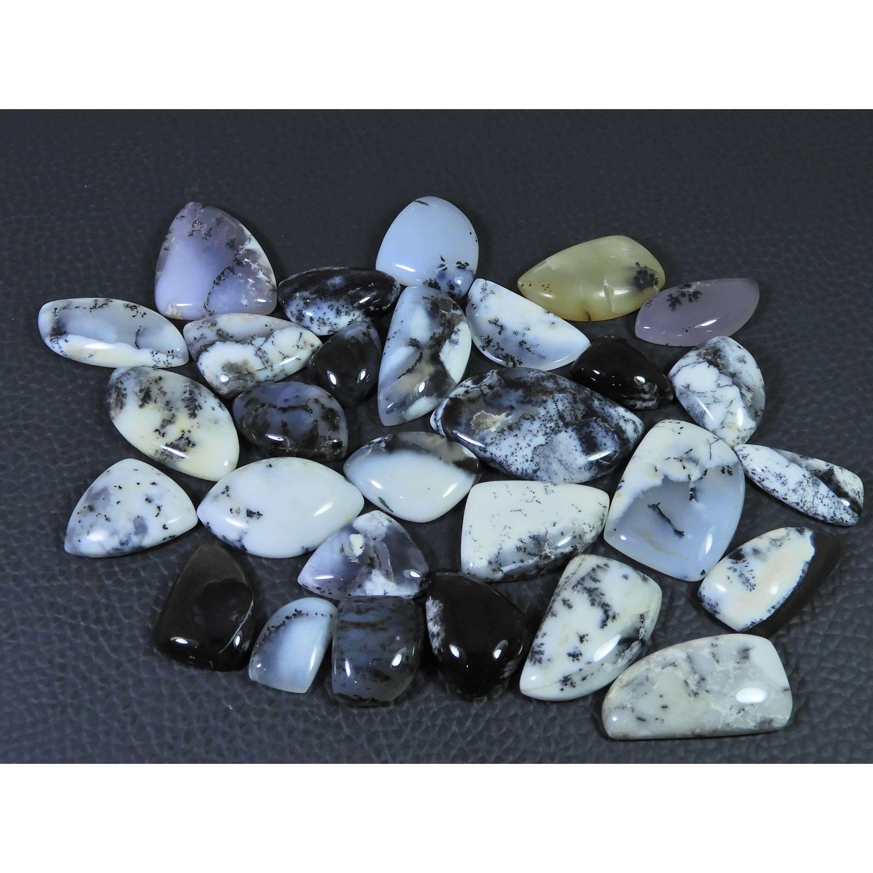 300Cts. Natural Dendrite Opal Agate Fancy Cabochon Loose Gemstone 29Pcs Lot C-1998