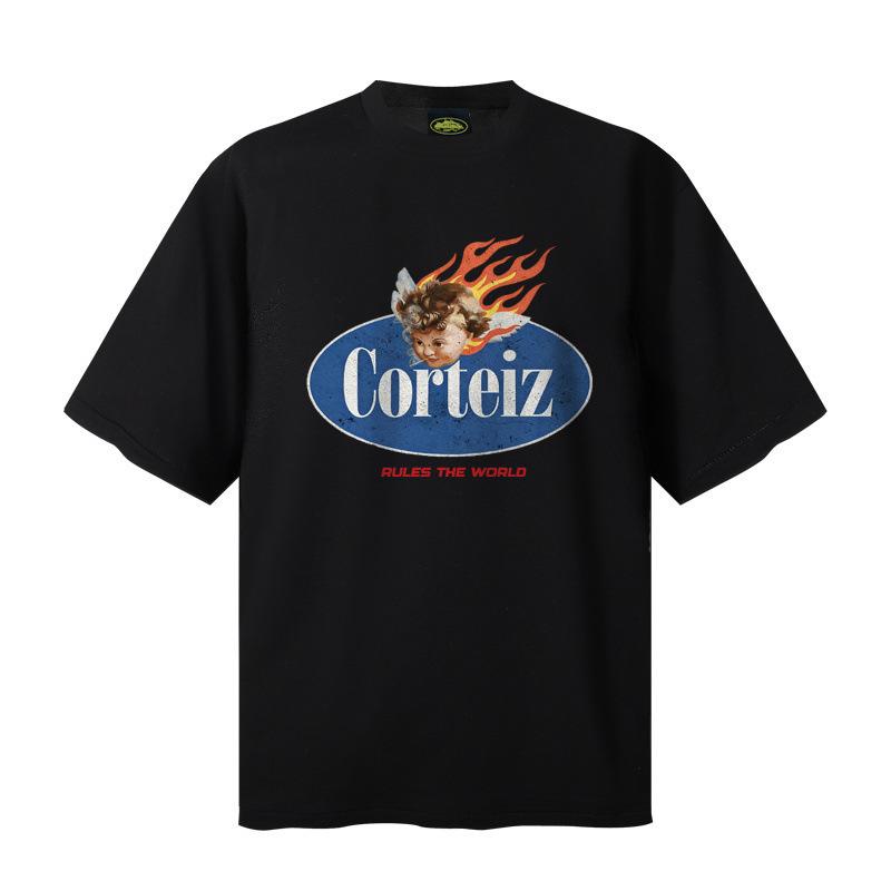 Meichao Alcatraz American Tide Brand Heavy Cotton 260 Short-sleeved T-shirt Men's and Women's Loose Casual and Versatile Summer