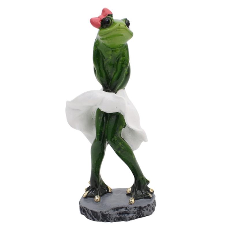 Whimsically Funny Resins Frogs Figurine Cartoon Animal Statue Collectible Ornament for Home Office Desktop Shelf Decors