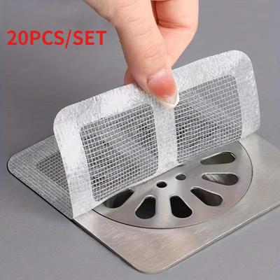 Lot de 20 filtres jetables pour drain de douche, attrape-cheveux, en maille, pour salle de bain et cuisine