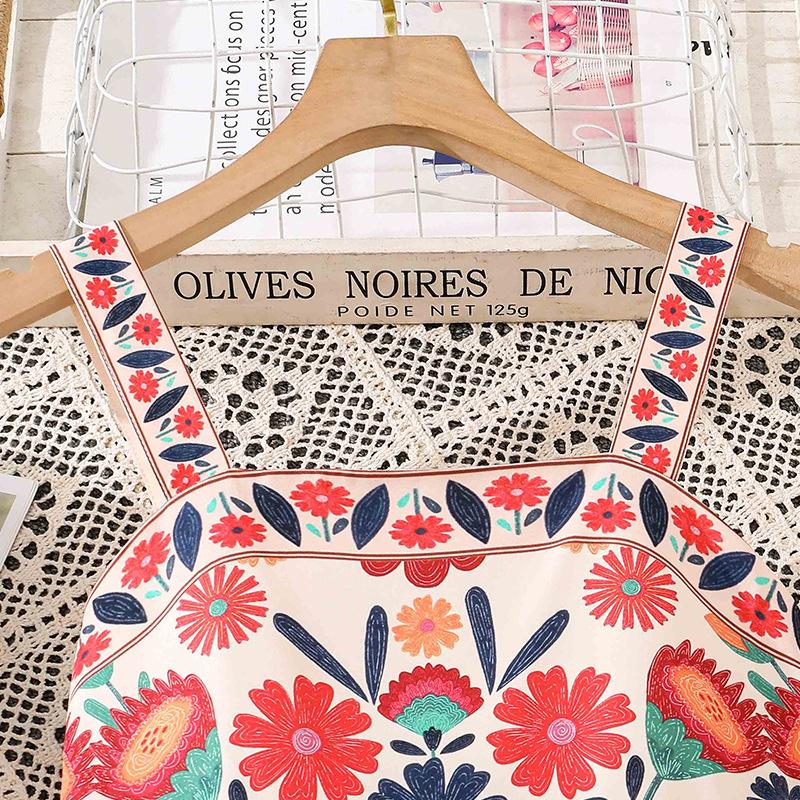 Girls' Fashionable Dress for Summer, Children's Casual Printed Halter Top Dress