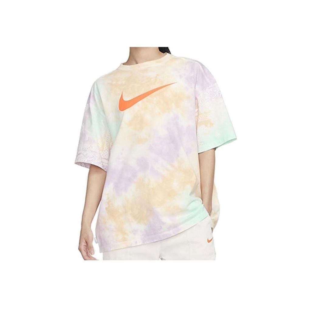 Nike Logo Print Vintage American Sport Casual Round Neck Short Sleeve T-Shirt Women Tops Multicolor FJ7731-885