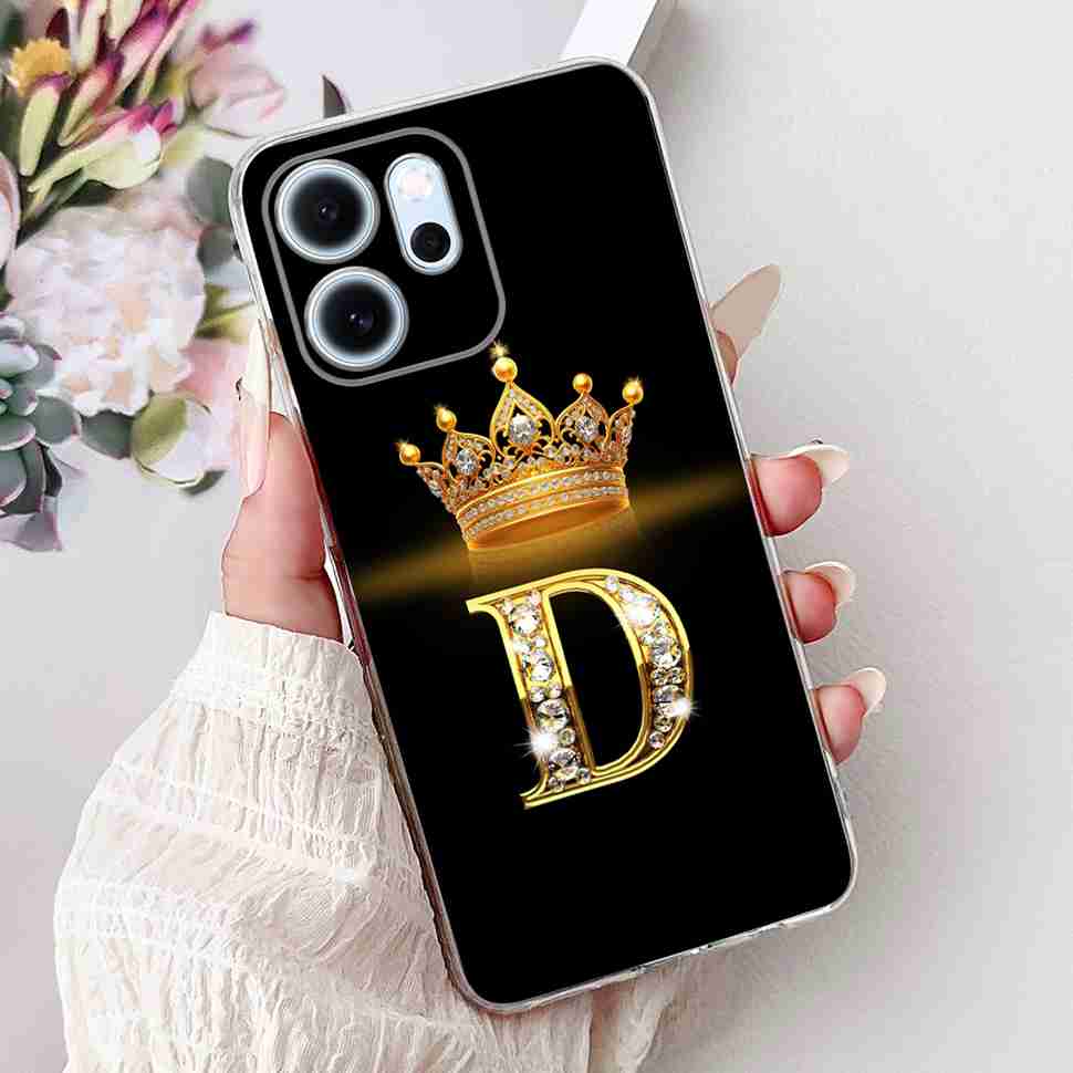 For Oppo Reno14 F 5G 6.57" Case Popular Design Letters A-Z Crown TPU Soft Silicone Cover For Oppo Reno 14F CPH2743 Phone Casing