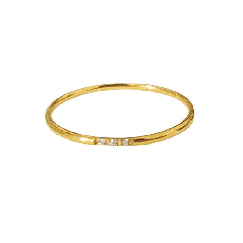 Minimalist Luxury: Japanese & Korean Fine Single Diamond Ring for Women, Titanium Steel, Stackable, No Fading
