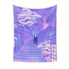 Purple City Architecture Tapestry, Anime Characters Wall Hanging Big Size For Bedside Carpet Bedroom Living Room Decor