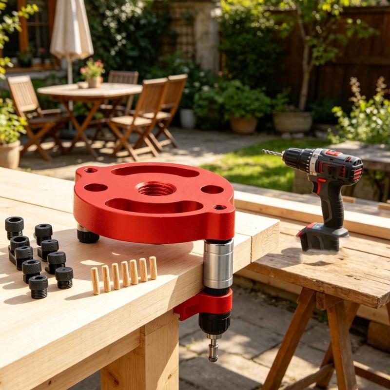 Wood Joinery Drilling Guide Adjustable Auto Centering Doweling Jig with 2/3/4/5/6/7/8/9/10 Mm Drill Bushes for Shed Assembly, Fence Work, and Repair