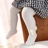 Infant Girls' White Footed Tights with Bow, Spring/Autumn Leggings Bodysuit