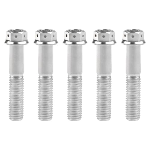 5-Piece Set of Titanium Bolts, M8x 15, 20, 25, 30, 35, 40, 45, 50, and 55mm, with Flange Inner Hex Head Screws for Motorcycle Brake Calipers (M8x50mm,