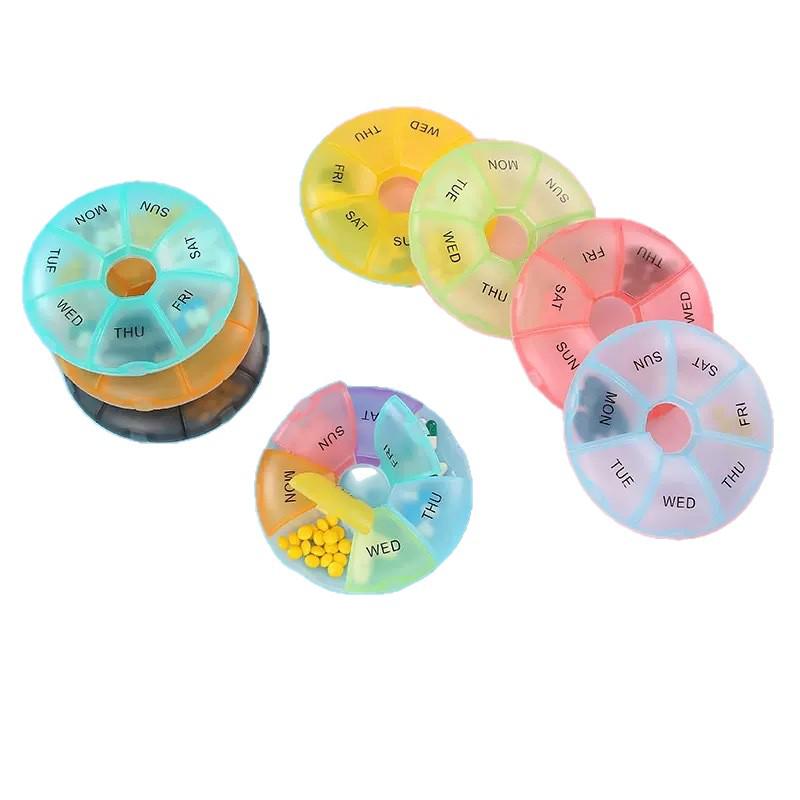 Colorful Seven-Day Moisture-Proof Pill Organizer - Large Capacity, Portable Medicine Box with 7 Compartments