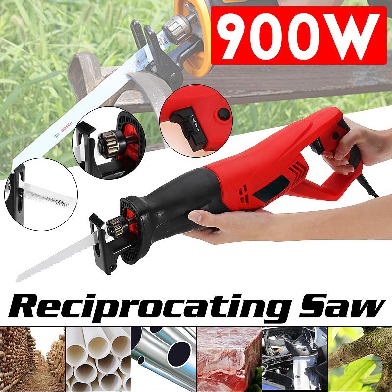 220V 50Hz Electric Reciprocating Sabre Saw 2 Blades Wood Metal Plastic Pruning 900W
