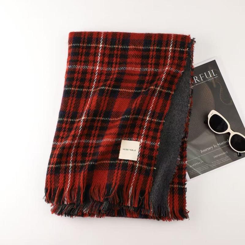 Christmas vibe scarf women's winter new Ankara red scarf long versatile knitted shawl scarf