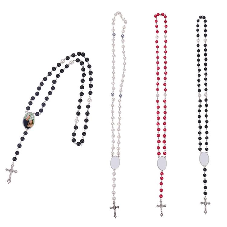 Trendy Catholic for Cross Sublimation Necklaces Rosary Necklace for Family Membe